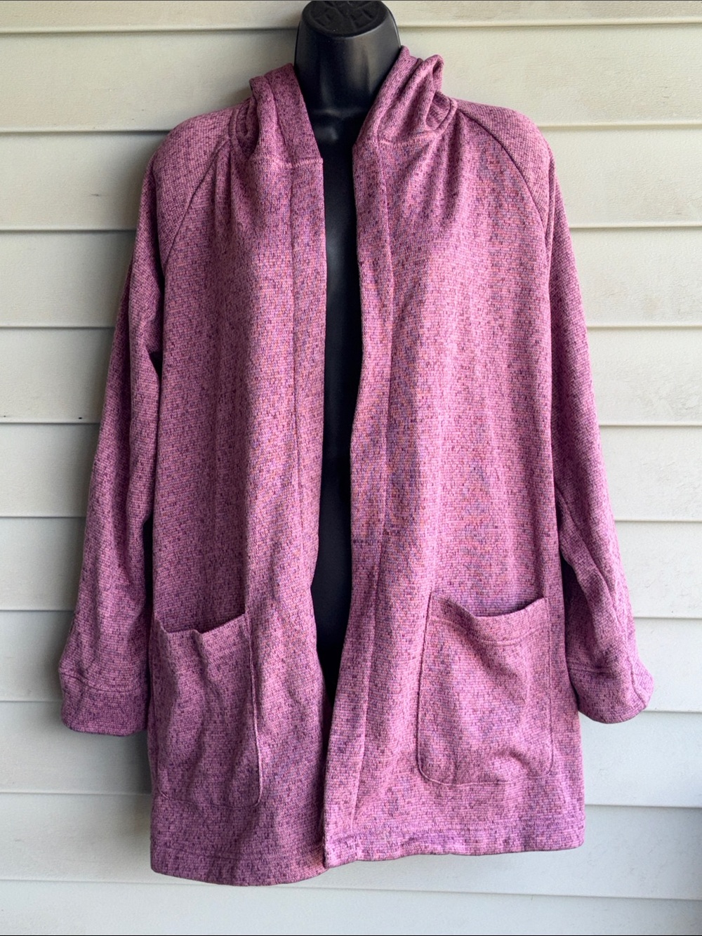 L.L. Bean Pink Hooded Open-Front woven cardigan. Size small